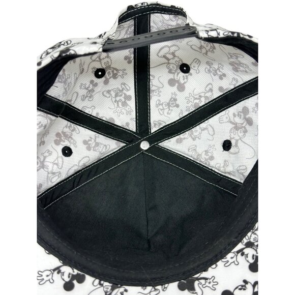 PREOWNED Disney Parks Mickey Mouse AOP Black White Adjustable Baseball Cap Adult - Picture 5 of 7